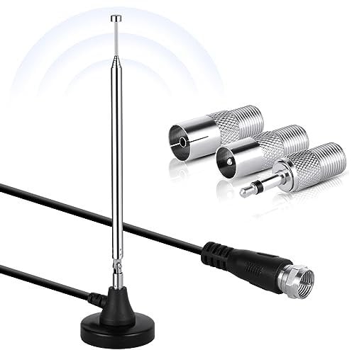 Adiwo DAB UKW Radioantenne,Antenne mit Magnetfuß 3 m Verlängerungskabel 75 Ohm FM UKW Radio Antenne für Tuner Stereo-Verstärker Heimkino-System Heimkino-System HiFi-Receiver mit Magnetfuß