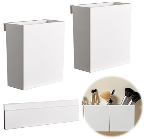Organizador Brochas Maquillaje Almacenamiento Cosmetica - Bandeja para Cosméticos Extraíble de Pared para Guardar Utensilios de Maquillage y Artículos de Papelería para Tocador Baños Oficinas