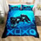 Gaming Bedding Duvet Cover Set Kids Gamer Blue Video Game Bedding Set Games Console Honeycomb Comforter Cover for Boys Hexagon Geometric Bedding Double Size