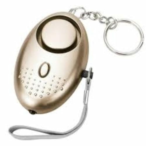 Personal Safety Device Keyring Police Recognized Standards Panic Alarm LED Flashlight, Mini 140DB Approved Self Defense Rape Attack Safety Sound Kit for Women Girl (Gold)