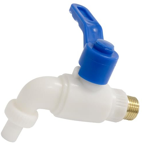 Aerzetix - C73883 - Rubinetto per irrigazione Filettatura Maschio 1/2'' per Tubo Giardino 1/2 - derivazione Adattatore connettore Esterno Pulizia - in plastica e Acciaio - Colore Bianco e Blu