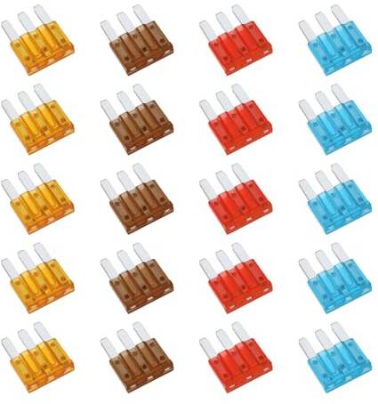 YINETTECH 20pcs RV 5A-15 AMP APT ATR Micro 3 Broches Fusible à Insertion Micro3 Lame Fusible Assortiment Pack Kit pour Voiture Automobile Camions Éclairage Automobile