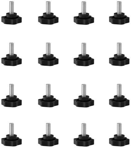 SHULLIN Lot de 16 vis à tête étoile M4 - Vis moletées - Vis à poignée étoile - Vis à poignée étoile - Filetage - Bouton de serrage pour machine et équipement industriel (M4 x 16 mm)