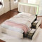 Polsterbett 90x200, LED Einzelbett mit 2 Schubladen und Höhenverstellbarem Kopfteil, Bett Jugendbett Stauraumbett Funktionsbett Rückenlehne Bettgestell mit Holz Lattenrost, Leinen, Ohne Matratze,Beige
