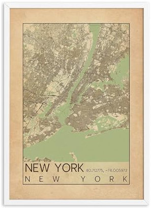 Bunte Welt Stadtplan New York Wandkunst Leinwand Poster Drucke Nordic Style Gemälde Bild for Wohnzimmer Dekoration (Color : D, Size : 50x70cm No Frame)
