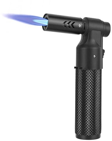 CTDMJ® Kitchen Blow Torch Butane Torch Lighter Big Jet Flame Refillable Portable Butane Torch Adjustable Mini Blow Torch for Camping Baking Culinary Soldering Cooking Welding BBQ (NO Gas)-Black