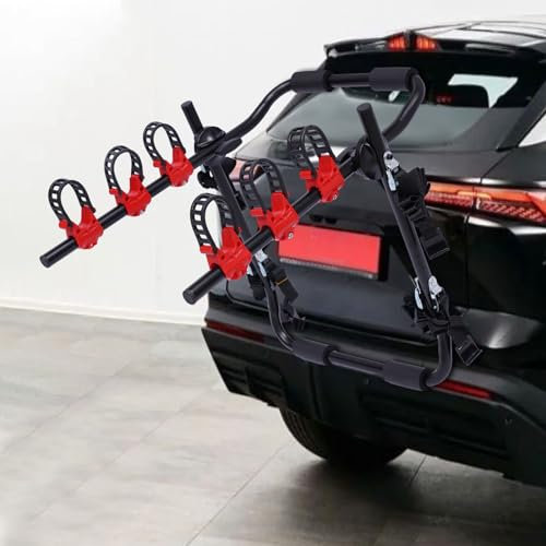 Porte-vélos pour 3 vélos avec sangle de fixation - Support pliable - Compatible avec la plupart des berlines, monospaces et SUV - Noir