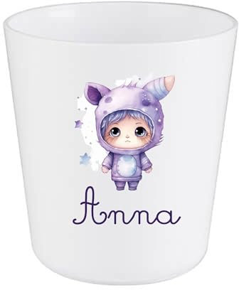 Gobelet Enfant Personnalisé Fille Licorne Violet – Gobelet Incassable 230ml Sans BPA – Tasse Prénom École ou Crèche – Cadeau Rentrée Scolaire Féérique