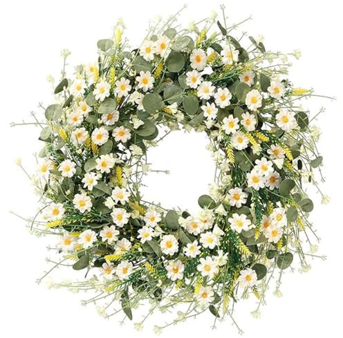 Türkranz 45cm Künstlich Türkranz Ganzjährig für Wanddekoration/Haustür Deko,Wandkranz Für Frühling Sommer,Hängen Kranz Blumenkranz Deko für Garten,Hochzeit,Party,Festival,Weihnachten