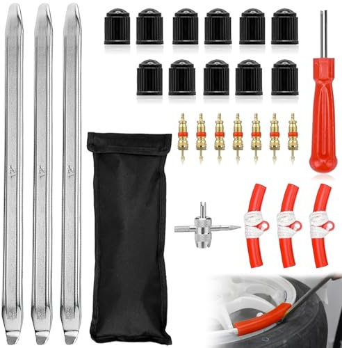 27 Stück Montierhebel Reifen 30 cm mit 3 Felgenschützern, Reifenmontierhebel Reifen Montiereisen Einfach zu Bedienen, Reifenmontage Werkzeug Reifenmontiergerät für Motorrad Fahrrad Auto