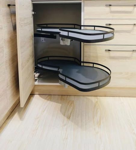 TYYCKJ Mensola angolare della cucina Adatto per armadi da 36 pollici/900 mm,Mobile da cucina con ripiano estraibile grigio a 2 livelli Con carosello Mobile ad angolo con vano estraibile