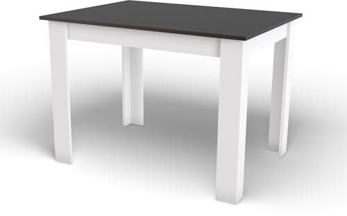 Esszimmertisch Küchentisch, Platte aus Eiche, Holztisch Esstisch 120 x 80 x 75 cm, 18 mm Dicke, Küche Wohnzimmer schwarz und weiß