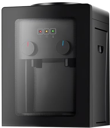 Brride Elektrischer Wasserspender, Toplader Desktop Wasserkühler für 5-18L Wasser in Eimer, Heiß- und Kalt Trinkwasserspender mit Staubtür, Drehbarer Schalter Gegen Fehlkontakte für Büro Hause, 550W