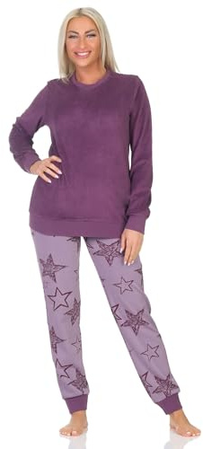 Normann Damen Frottee Pyjama mit Bündchen - Sterne Optik - auch in Übergröße
