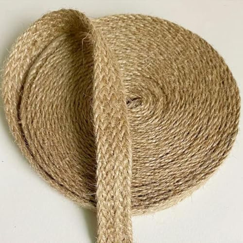 CIVIOOH 10 m di Corde di Iuta Intrecciate Piatte, Nastro di Iuta, macramè, Fatto a Mano, Fai da Te, Forniture Artigianali, Corda di Canapa Naturale, spago, Nastro per Decorazioni per la casa