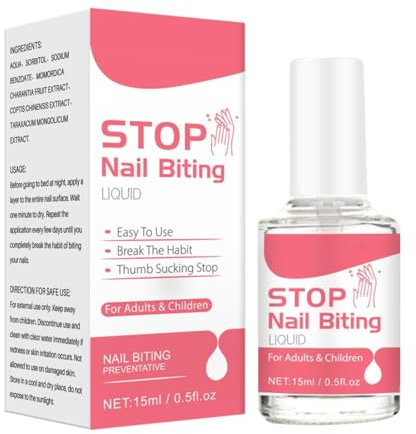 15ML Nail Biting Prevention Polish Stop Nail Biting Polish | .5fl Oz Nail Stopper For Kids & Adults & Effective Taste Thumb Stop Nail Polish For Kids Gel Base Und Top Coat (Pink, One Size)
