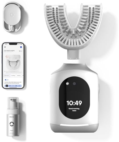 Feno Smartbrush Cepillo de dientes eléctrico para adultos, cepillo oscilante con IA, aplicación y boquilla personalizadas, limpieza profunda de 20 segundos, recargable