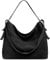 Caspar große Vintage Leder Schultertasche lässige Damen Handtasche aus Wildleder mit Reißverschluss - PREMIUM LINE - Modell No.816 - Made in Italy, Farbe:schwarz