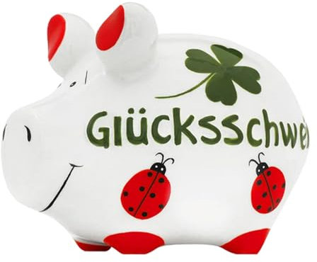 G. Wurm KCG Sparschwein Glücksschwein aus Keramik - Spardose Glück, Dankeschön, Sparbüchse, Geldbüchse, Glücksbringer