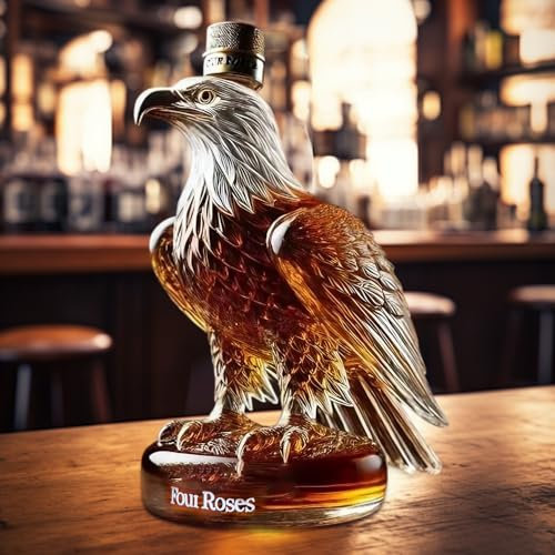 Bouteille de whisky unique Eagle - Drôle d'aigle - Bouteille de whisky de qualité supérieure - Cadeau pour les amateurs de whisky - Père mari ou ami - Décoration de bar amusante (fond rond)