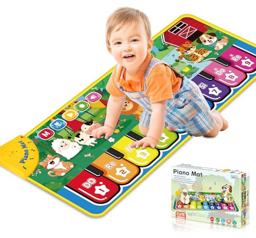 GLOSKIN Tapis de Danse, Tapis Musical Bébé, Piano Enfant,Jouet D'initiation Musical pour Enfants, Jeu de Piano Simulé, d'anniversaire pour Les Enfants