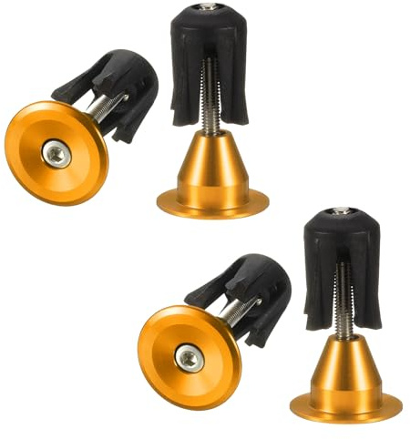 QUARKZMAN 2 Paar Fahrradlenker-Endstopfen aus Aluminiumlegierung Lenkerendkappen mit erweiterbarem für die meisten Fahrräder MTB Rennrad BMX Fixed Gear Bike, Gold