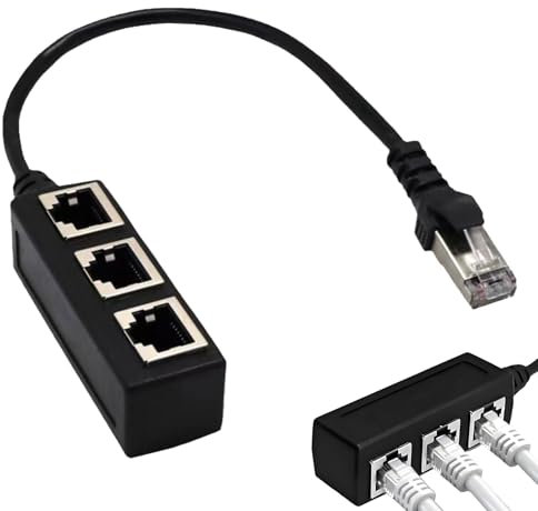 Repartidor Cable Ethernet Rj45,Distribuidor Rj45, Adaptador de Red Rj45 Acoplador 1 Macho a 3 Hembras, Cable Extensor Ethernet, Ether Net LAN Cable Extender para Ether Net Cat5, Cat5e, Cat6