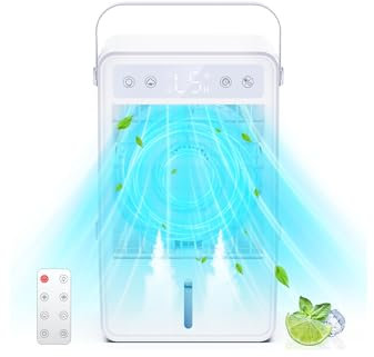 Condizionatore Portatile Silenzioso, Raffreddatore D'aria, 5 Velocità, 2 Modalità, Spegnimento Automatico, Timer Da 10 Ore Con Telecomando, Climatizzatore Portatile Di Grande Capacità (1500 ML)