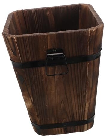 Ciieeo Carbonized Wood Umbrella Barrel Drainage Holes for Entryway Storage for Umbrellas and Walking Canes Also As Garden Planter Container