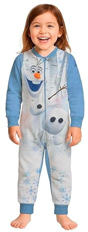 Disney Frozen Jumpsuit für Mädchen - Olaf Frozen Jumpsuit Kinder Schlafanzug Weiß/Blau