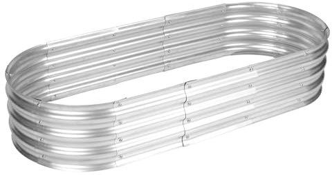 COWVIE 150 x 60 x 30 cm Galvanized Raised Garden Bed Kit, Silver | Outdoor Oval Planter Box for Vegetables, Flowers, and Herbs