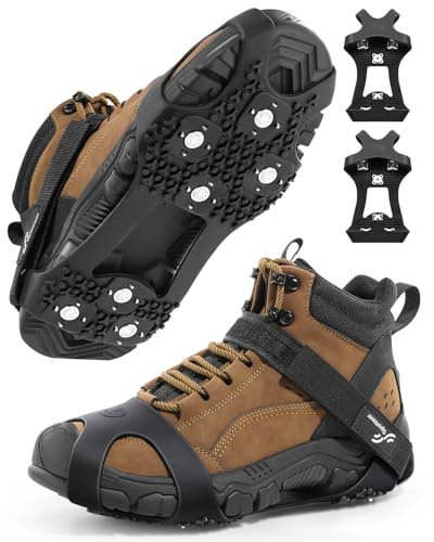 Sportneer Spikes für Schuhe Winter Schuhkrallen Eisspikes mit 28 Zähnen | Rutschfeste Schuhspikes aus Silikon TPE, ideal für Wander Joggen Stadtpendeln und tägliches Gehen im Winter
