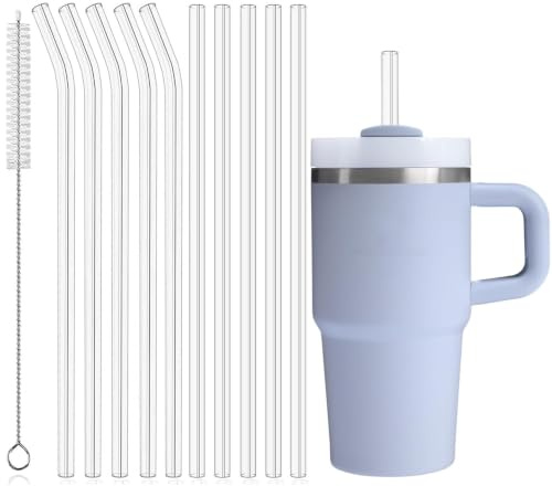 ALINK 22,5 cm wiederverwendbare Strohhalme für Stanley 20 oz Becher-10 Pack, durchsichtige, biegsame Ersatzstrohhalme zum Trinken von Smoothies und Milchshakes