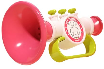 Qectial Kleine Trompeten für Kinder, Kinder-Trompetenspielzeug Tragbar, Early Learning Trumpet Toy, Lustiges Musikinstrument, Mini-Geräuschmacher-Trompete für Jungen Mädchen von 2 3 Jahren, Rosa