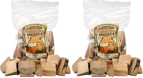 Axtschlag Räucherklötze Buche, 1500 g XXL Packung sortenreine faustgroße Wood Chunks zum Smoken und Räuchern über längere Zeit, für alle Grills geeignet (Packung mit 2)