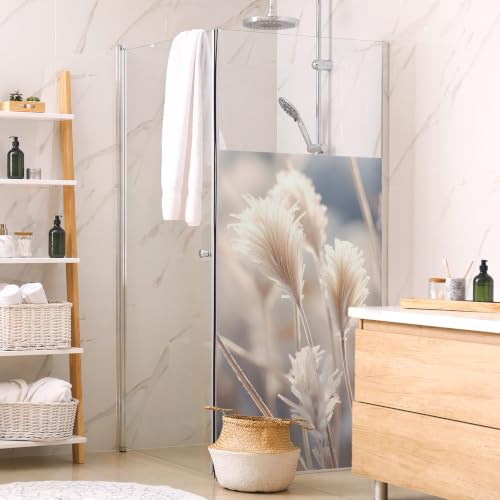 micasia Duschsichtschutzfolie Gräser Winterliches Close – selbsthaftende & wasserfeste Milchglasfolie, blickdichter Sichtschutz für Glasduschen & Bad, haftet ohne Kleber | 100 × 200 cm | 1121