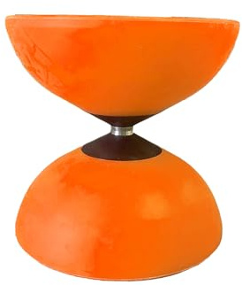 Mister Babache Diabolo Finesse JonglierDiabolo, Pro, skalierbar, ohne Handstäbe, weicher Kunststoff mit Formgedächtnis, Ø 136 mm, Orange