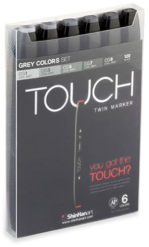 ShinHanart Touch Twin Marker Grey Colors 6er Set Grafikmarker Set Box Design