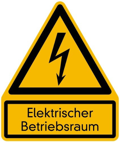 LEMAX® Warnschild, Kombischild, Elektrischer Betriebsraum Alu geprägt gelb/schwarz/Randfarbe: schwarz 200x237mm
