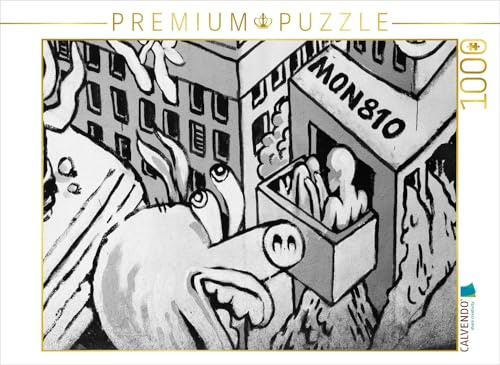 CALVENDO Puzzle EIN Motiv aus dem Kalender Schwarz Weiße Graffiti Impressionen aus Bielefeld | 1000 Teile Lege-Größe 64 x 48 cm Foto-Puzzle für glückliche Stunden