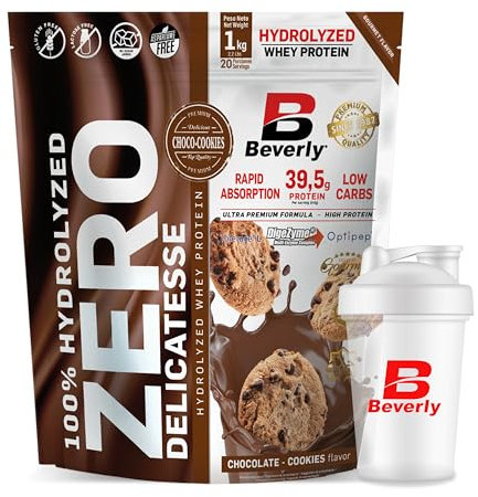 Beverly Zero Delicatesse - Proteína Hidrolizada de Suero con Digezyme y Tolerase - 1 Kg - 29 g de proteína por ración - 28 servicios - 10 sabores - Excelente digestibilidad (CHOCOLATE GALLETA)