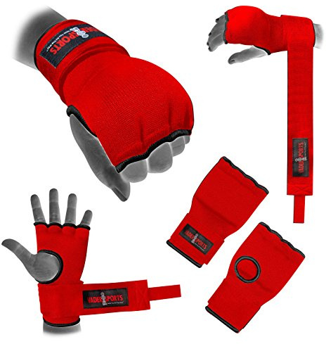 Pro träning boxningsgel inre handskar handwrap röda vadderade bandage vantar handske boxning MMA snabba handomslag knytnäve skydd (röd, extra små/barn 5-8 år)