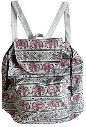 Ariyas Thaishop Leichter kleiner Rucksack aus Baumwolle mit Elefanten Muster