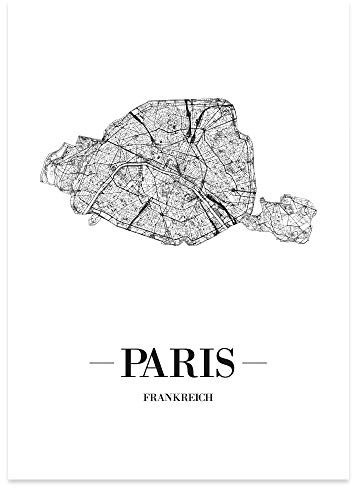 JUNIWORDS Stadtposter - Wähle Deine Stadt - Paris - 30 x 40 cm Poster - Schrift A - Weiß