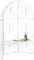 Décoshop26 Banc de Jardin avec Arche à rosiers en métal Blanc Vieilli Style Vintage MDJ10183