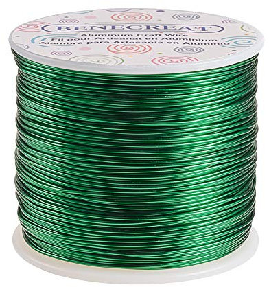 BENECREAT 18 Gauge (1mm) Bendable Aluminum Wire 492FT (150m) Anodized Jewelry Craft Wire for Sculpture, Bike Modelling, Skeleton Crafting, Floral, Jewelry- Green