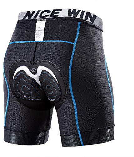 NICEWIN Radunterhose Herren mit Sitzpolster Radlerhose Unterwäsche 4D Gepolsterte Fahrradhose Kurz Atmungsaktive schnelltrocknende stoßfeste Herren Fahrrad Unterhose, 3XL, Blau