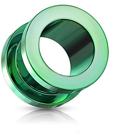 beyoutifulthings Ohr-Tunnel Grün Ohr-Piercing Edelstahl Ohr-Schmuck Screw Fit Flesh Plug Schraub-Verschluss 6mm