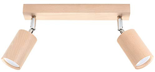 Sollux Lighting Deckenlampe Deckenleuchte Deckenstrahler Holz 2 Flammig Naturholz BERG