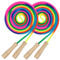 16 FT Long Jump Rope for Kids, 2 Pack Adjustable Double Dutch Skipping Rope with Wooden Handle, Multiplayer Rainbow Jumping Rope for Outdoor Fun, School Sport, Party Game